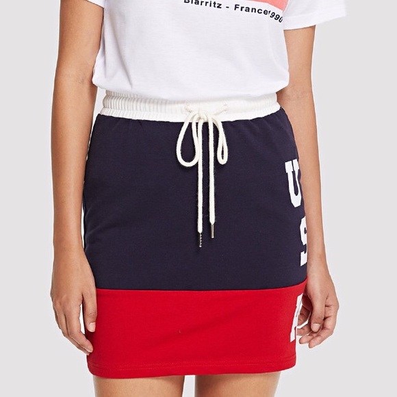 🆕Drawstring waist USA casual weekend skirt flag - Picture 4 of 7